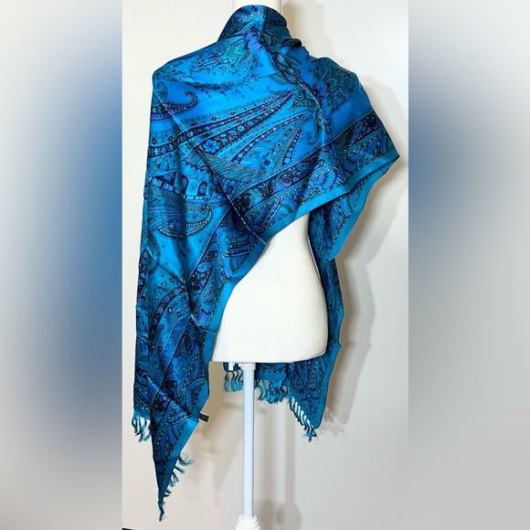 Women’s Kalanjali 100% Pure Silk Multicolor Blue NWT - Picture 7 of 11